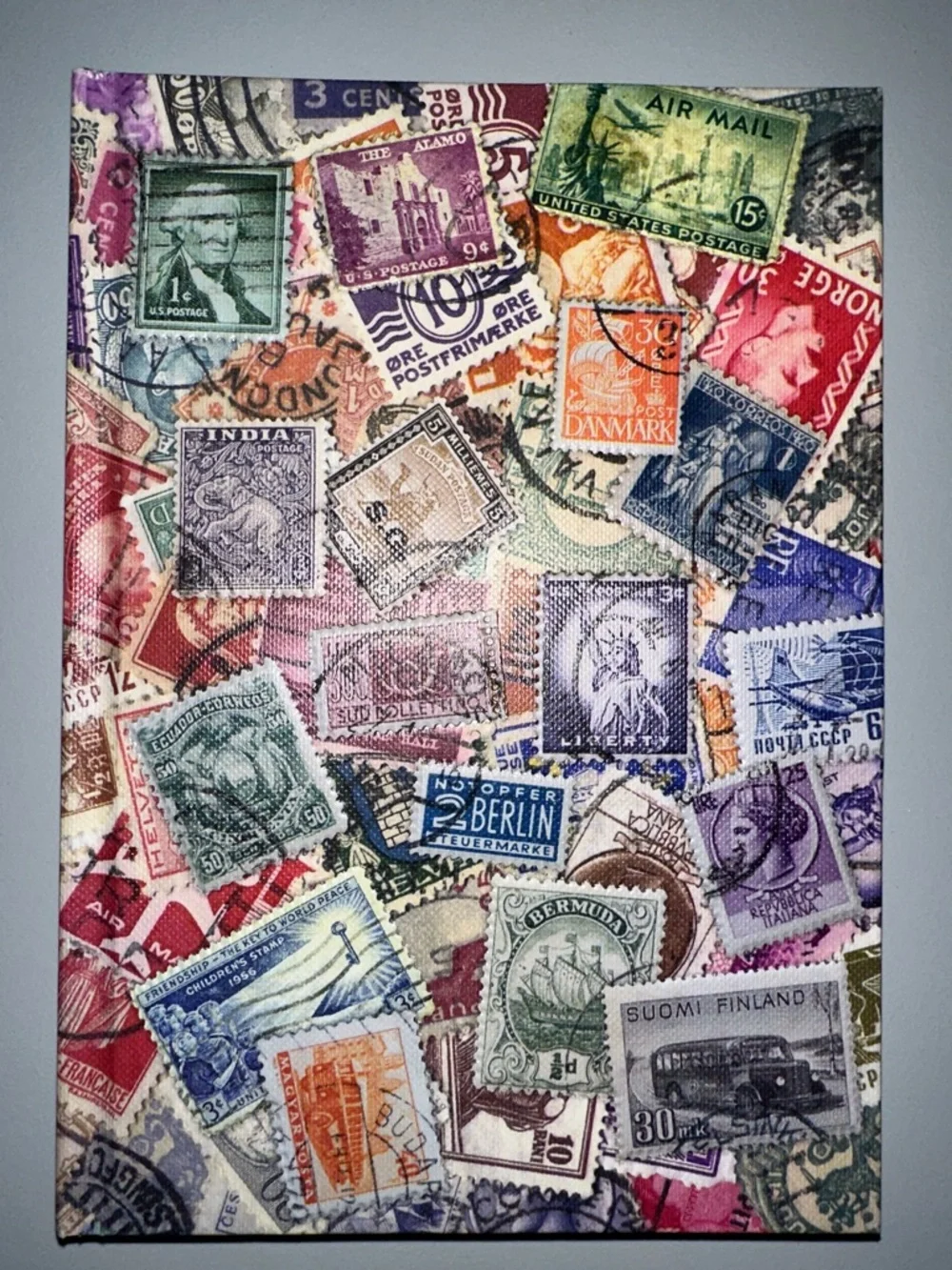Lake Press Hard Cover Vintage Postage Stamp Print Textured Indented Journal